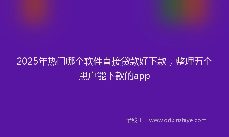 2025年热门哪个软件直接贷款好下款，整理五个黑户能下款的app