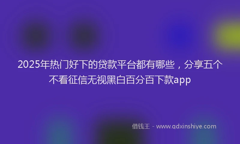 2025年热门好下的贷款平台都有哪些，分享五个不看征信无视黑白百分百下款app
