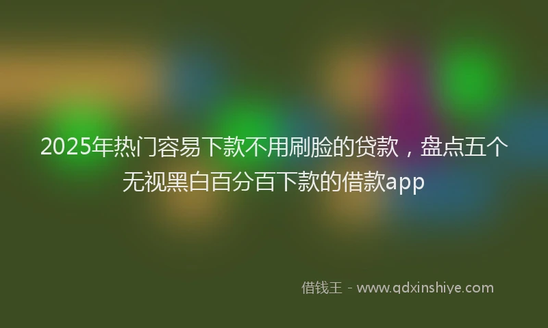 2025年热门容易下款不用刷脸的贷款，盘点五个无视黑白百分百下款的借款app