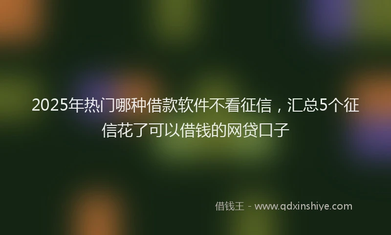 2025年热门哪种借款软件不看征信，汇总5个征信花了可以借钱的网贷口子