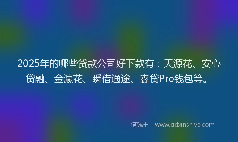 2025年的哪些贷款公司好下款有：天源花、安心贷融、金瀛花、瞬借通途、鑫贷Pro钱包等。