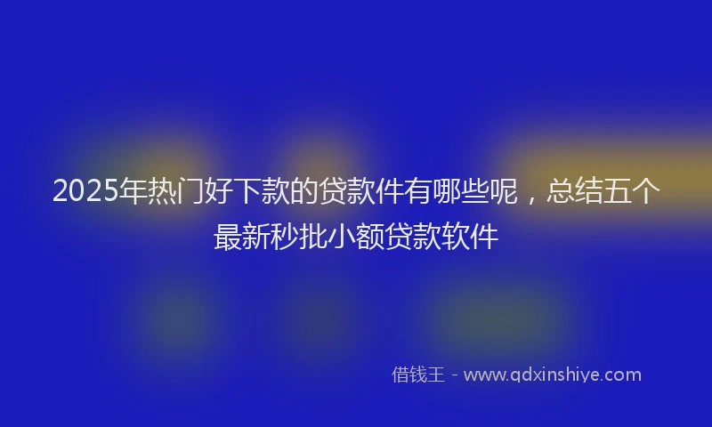 2025年热门好下款的贷款件有哪些呢，总结五个最新秒批小额贷款软件