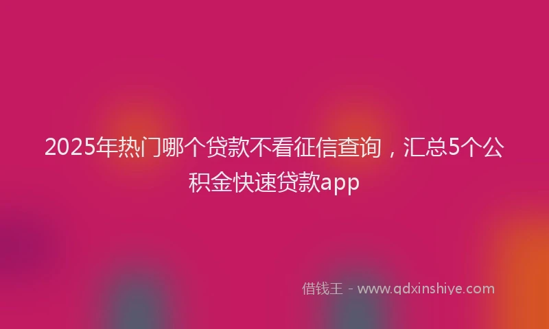 2025年热门哪个贷款不看征信查询，汇总5个公积金快速贷款app