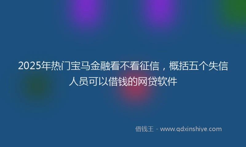 2025年热门宝马金融看不看征信，概括五个失信人员可以借钱的网贷软件