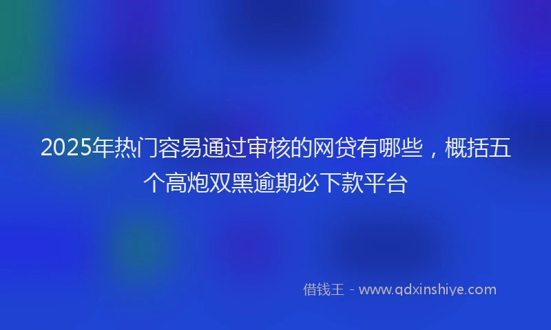 2025年热门容易通过审核的网贷有哪些，概括五个高炮双黑逾期必下款平台