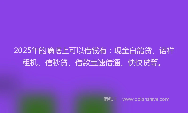 2025年的嘀嗒上可以借钱有：现金白鸽贷、诺祥租机、信秒贷、借款宝速借通、快快贷等。