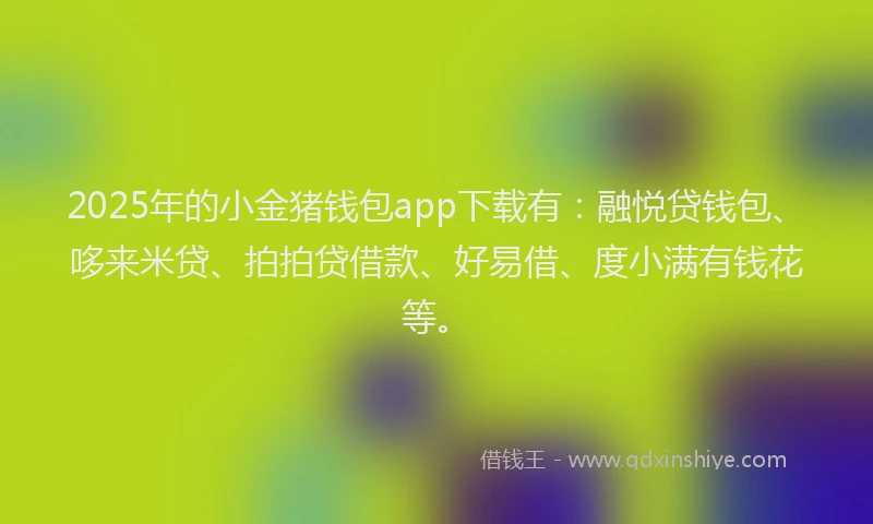 2025年的小金猪钱包app下载有：融悦贷钱包、哆来米贷、拍拍贷借款、好易借、度小满有钱花等。