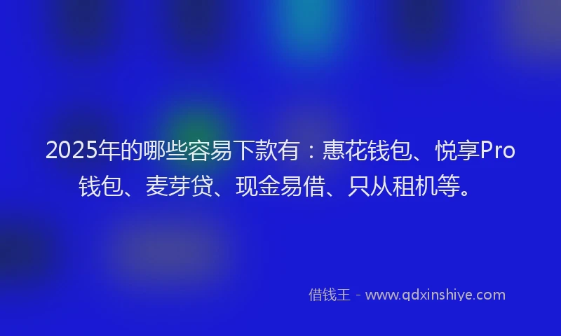 2025年的哪些容易下款有：惠花钱包、悦享Pro钱包、麦芽贷、现金易借、只从租机等。