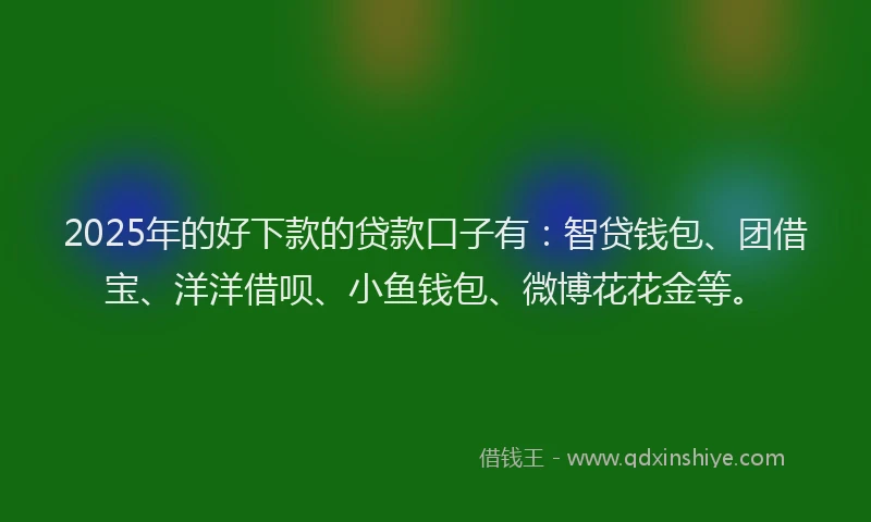 2025年的好下款的贷款口子有：智贷钱包、团借宝、洋洋借呗、小鱼钱包、微博花花金等。