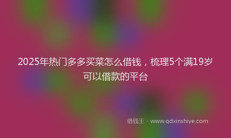 2025年热门多多买菜怎么借钱，梳理5个满19岁可以借款的平台