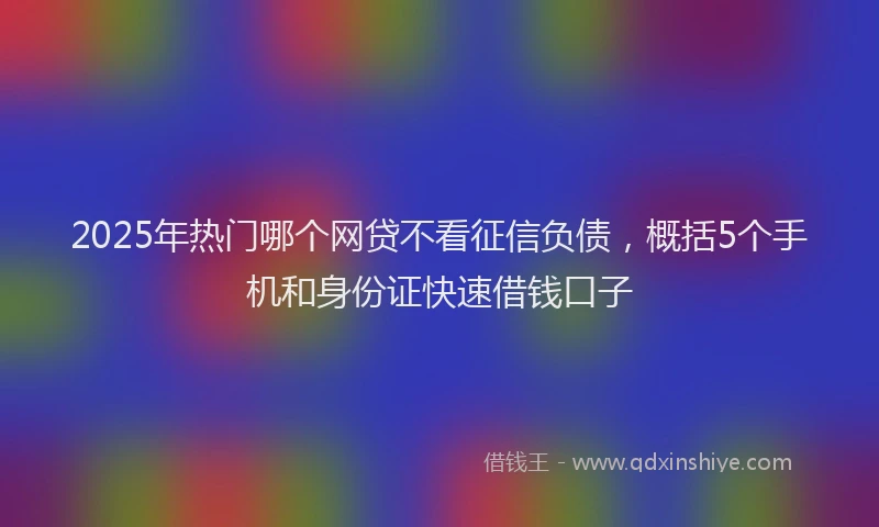 2025年热门哪个网贷不看征信负债，概括5个手机和身份证快速借钱口子