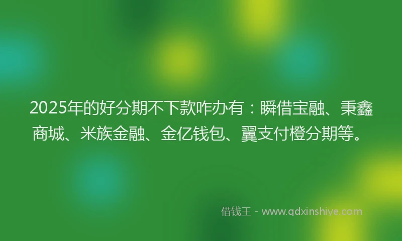 2025年的好分期不下款咋办有：瞬借宝融、秉鑫商城、米族金融、金亿钱包、翼支付橙分期等。