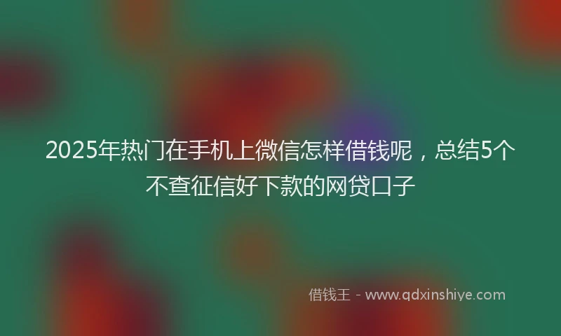 2025年热门在手机上微信怎样借钱呢，总结5个不查征信好下款的网贷口子