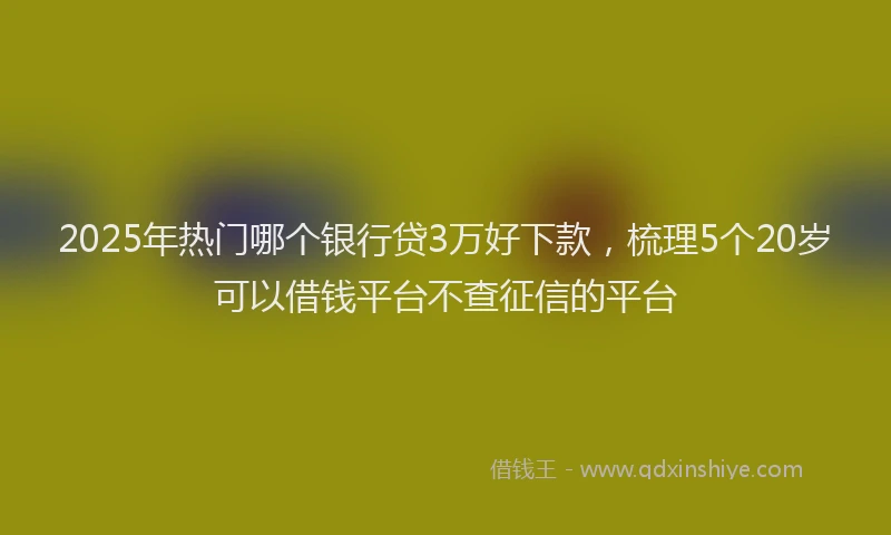 2025年热门哪个银行贷3万好下款，梳理5个20岁可以借钱平台不查征信的平台