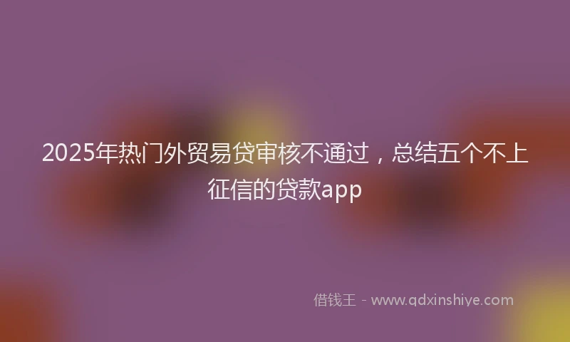 2025年热门外贸易贷审核不通过，总结五个不上征信的贷款app