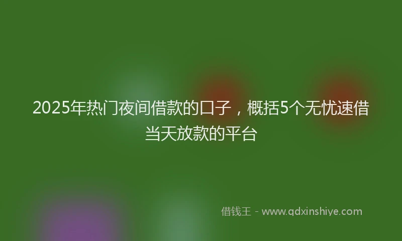 2025年热门夜间借款的口子，概括5个无忧速借当天放款的平台