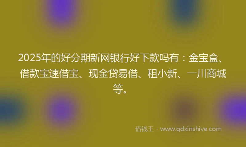 2025年的好分期新网银行好下款吗有:金宝盒、借款宝速借宝、现金贷易借、租小新、一川商城等。