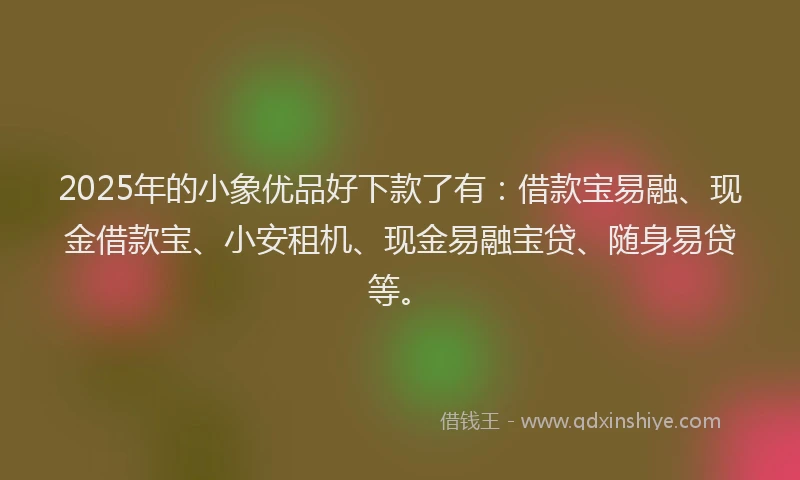 2025年的小象优品好下款了有：借款宝易融、现金借款宝、小安租机、现金易融宝贷、随身易贷等。