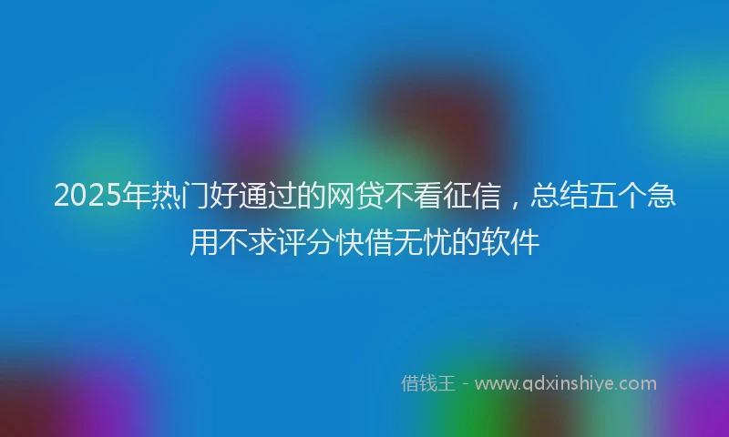 2025年热门好通过的网贷不看征信，总结五个急用不求评分快借无忧的软件