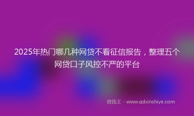2025年热门哪几种网贷不看征信报告，整理五个网贷口子风控不严的平台