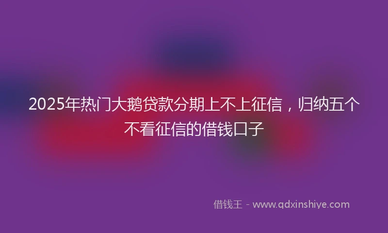 2025年热门大鹅贷款分期上不上征信，归纳五个不看征信的借钱口子