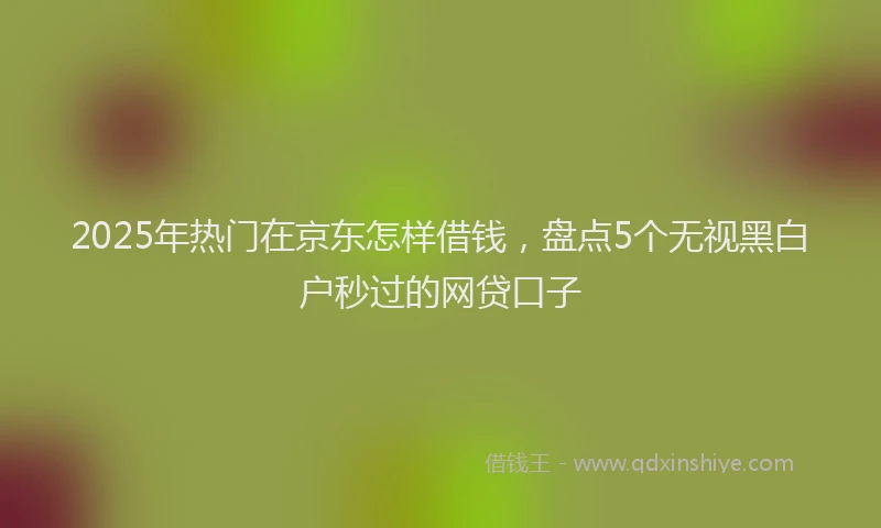 2025年热门在京东怎样借钱，盘点5个无视黑白户秒过的网贷口子