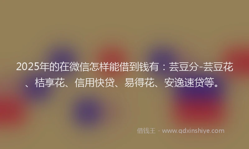 2025年的在微信怎样能借到钱有：芸豆分-芸豆花、桔享花、信用快贷、易得花、安逸速贷等。