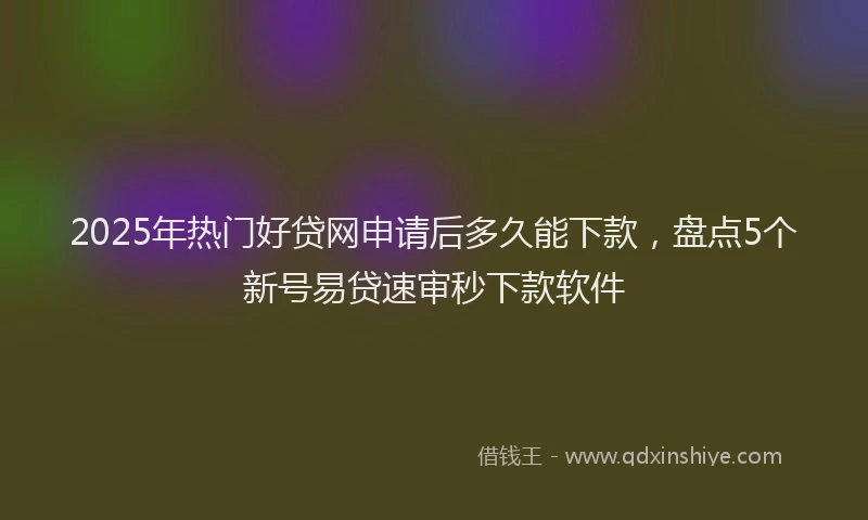 2025年热门好贷网申请后多久能下款，盘点5个新号易贷速审秒下款软件