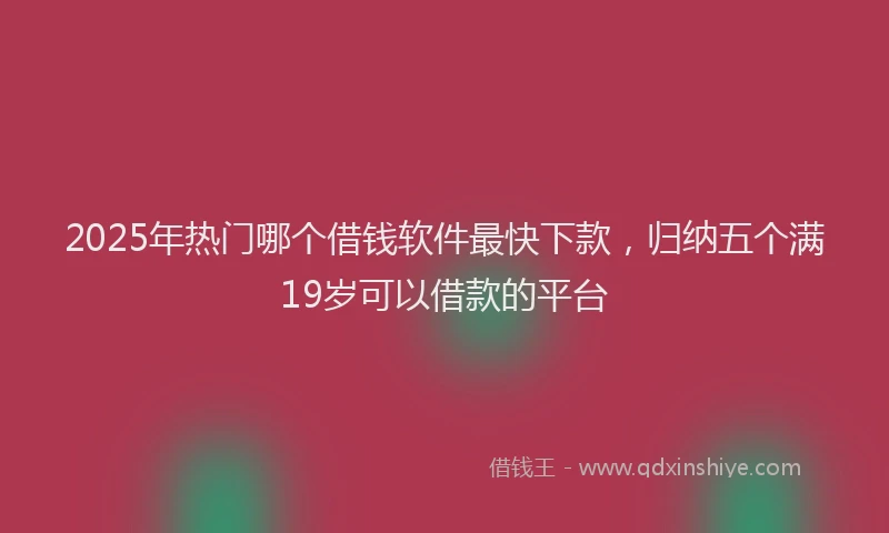 2025年热门哪个借钱软件最快下款，归纳五个满19岁可以借款的平台