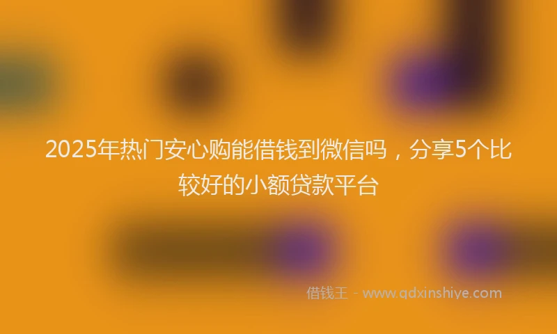 2025年热门安心购能借钱到微信吗，分享5个比较好的小额贷款平台