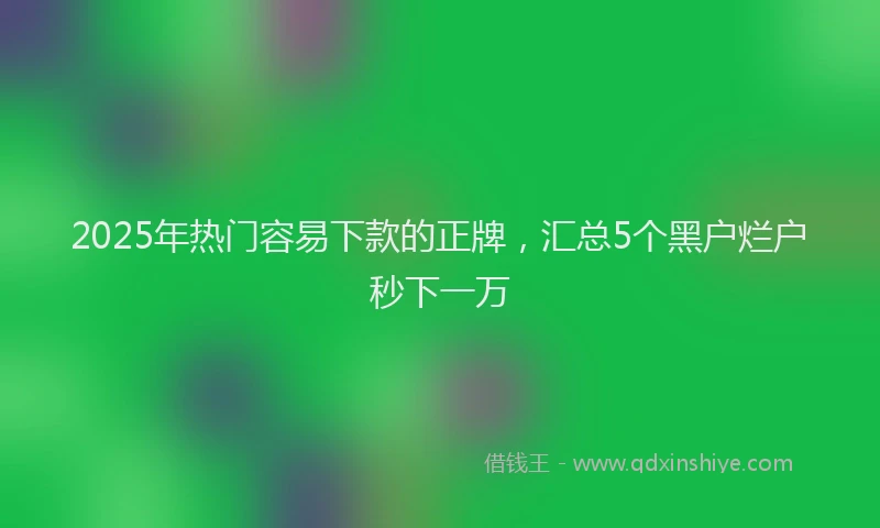 2025年热门容易下款的正牌，汇总5个黑户烂户秒下一万