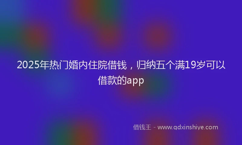 2025年热门婚内住院借钱，归纳五个满19岁可以借款的app