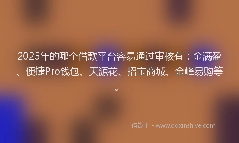 2025年的哪个借款平台容易通过审核有：金满盈、便捷Pro钱包、天源花、招宝商城、金峰易购等。