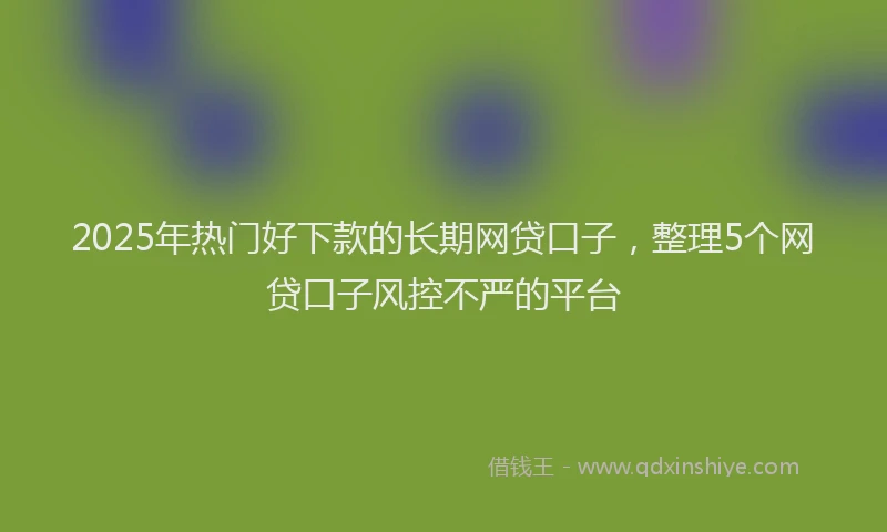 2025年热门好下款的长期网贷口子，整理5个网贷口子风控不严的平台