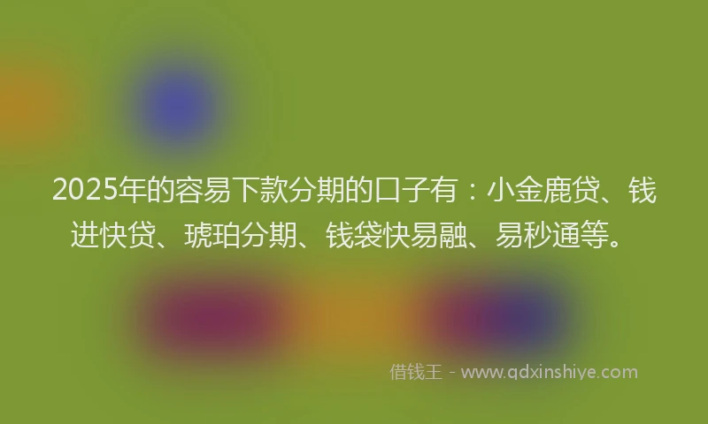 2025年的容易下款分期的口子有：小金鹿贷、钱进快贷、琥珀分期、钱袋快易融、易秒通等。
