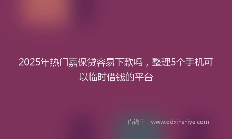 2025年热门嘉保贷容易下款吗，整理5个手机可以临时借钱的平台