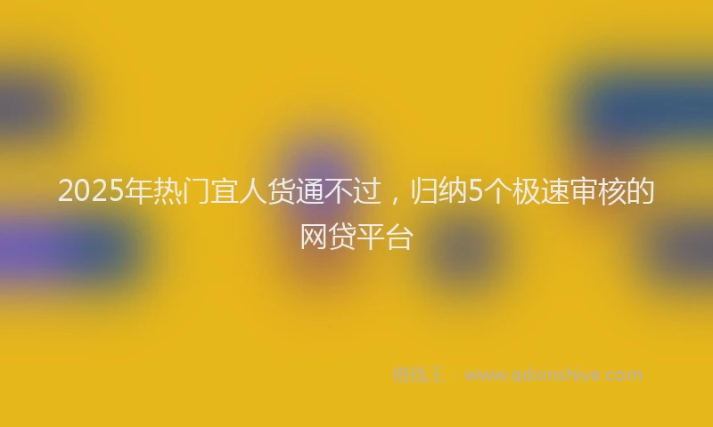 2025年热门宜人货通不过，归纳5个极速审核的网贷平台