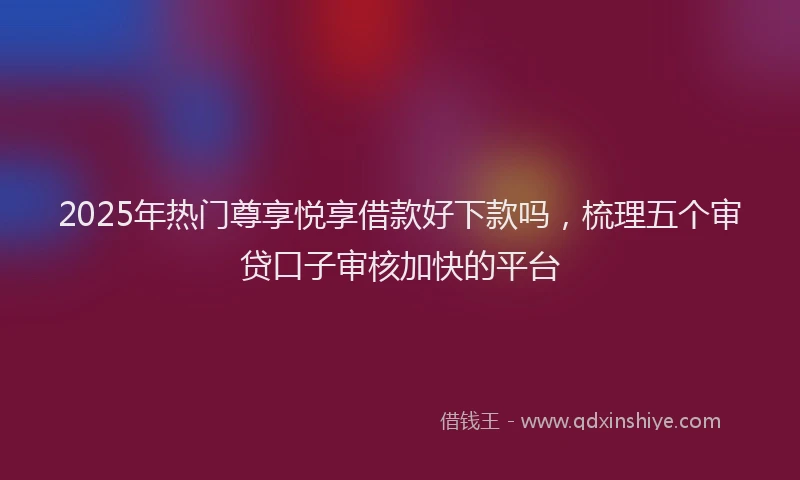 2025年热门尊享悦享借款好下款吗，梳理五个审贷口子审核加快的平台
