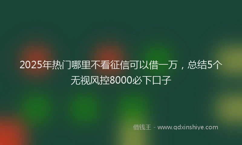 2025年热门哪里不看征信可以借一万，总结5个无视风控8000必下口子