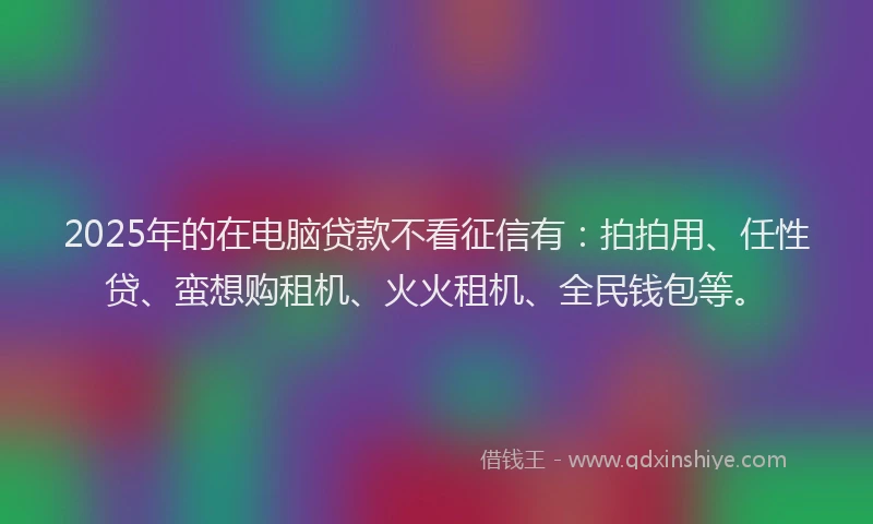 2025年的在电脑贷款不看征信有：拍拍用、任性贷、蛮想购租机、火火租机、全民钱包等。