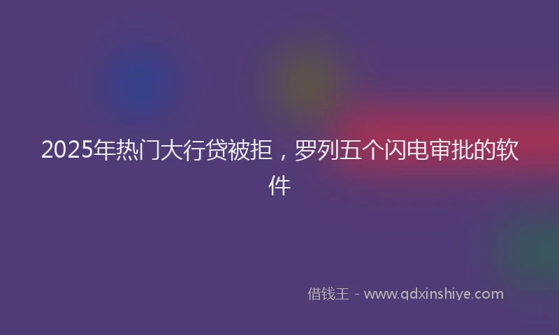 2025年热门大行贷被拒，罗列五个闪电审批的软件