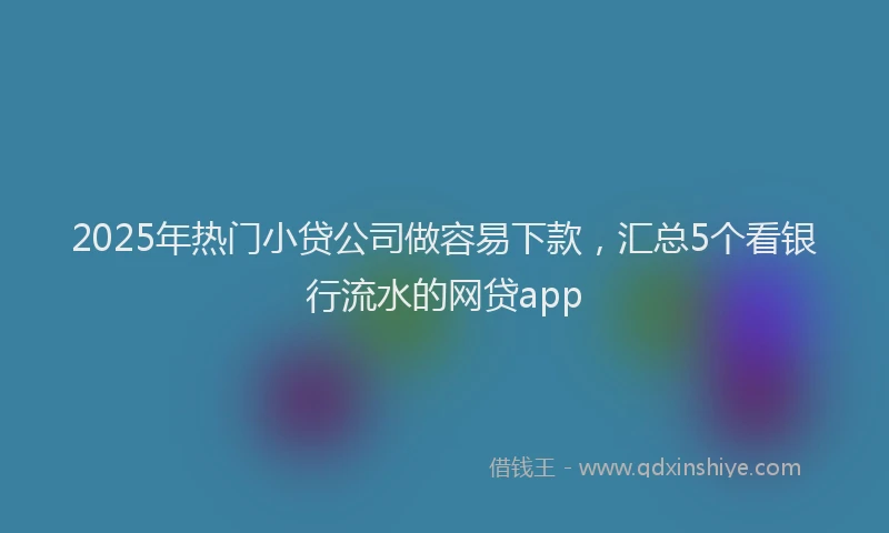 2025年热门小贷公司做容易下款，汇总5个看银行流水的网贷app