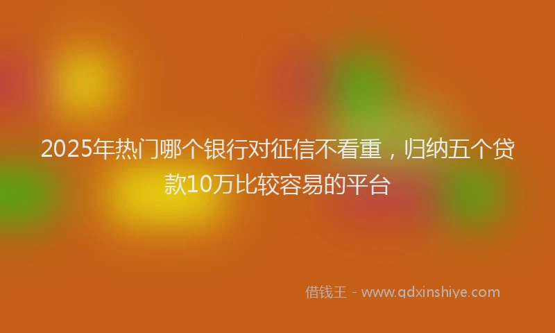 2025年热门哪个银行对征信不看重，归纳五个贷款10万比较容易的平台