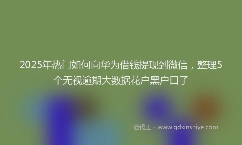 2025年热门如何向华为借钱提现到微信，整理5个无视逾期大数据花户黑户口子