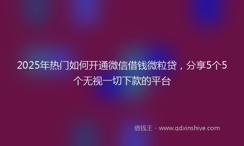 2025年热门如何开通微信借钱微粒贷，分享5个5个无视一切下款的平台