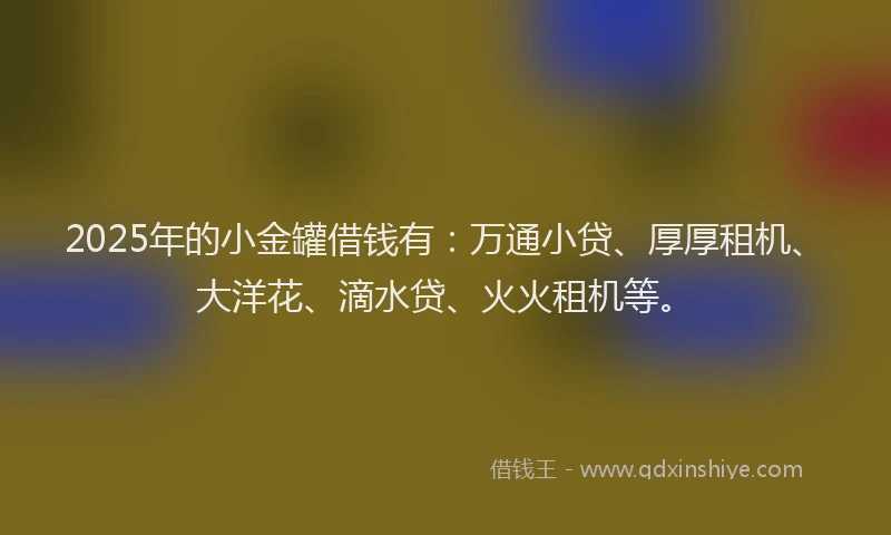 2025年的小金罐借钱有:万通小贷、厚厚租机、大洋花、滴水贷、火火租机等。