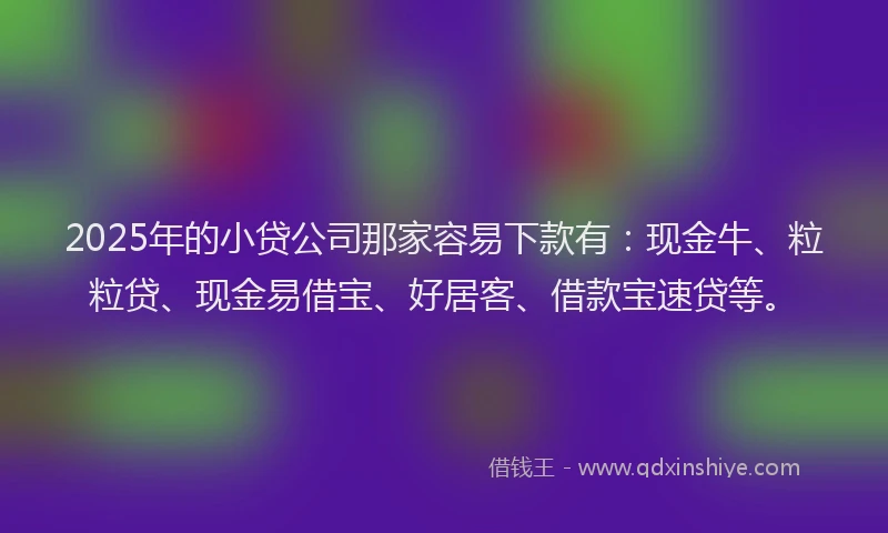 2025年的小贷公司那家容易下款有：现金牛、粒粒贷、现金易借宝、好居客、借款宝速贷等。