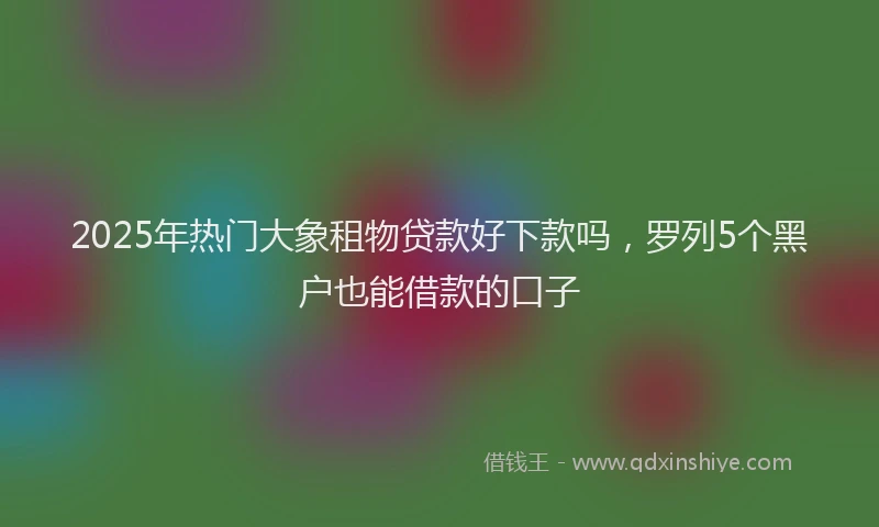 2025年热门大象租物贷款好下款吗，罗列5个黑户也能借款的口子