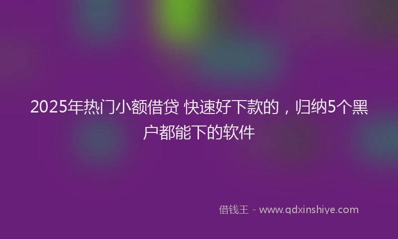 2025年热门小额借贷 快速好下款的，归纳5个黑户都能下的软件