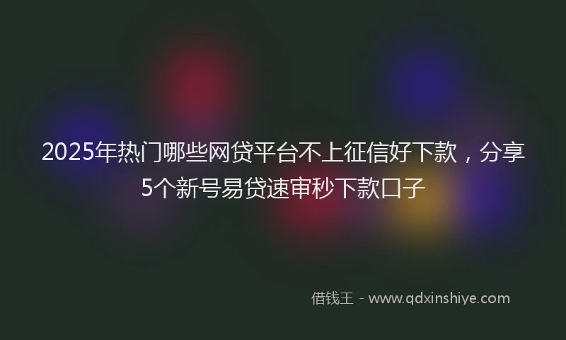 2025年热门哪些网贷平台不上征信好下款，分享5个新号易贷速审秒下款口子
